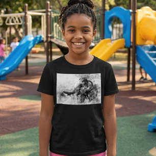 Cute Baby Elephant Black and White Watercolor Art T-Shirt