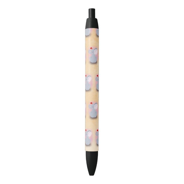 Cute Baby Elephant Black Ink Pen (Front Vertical)