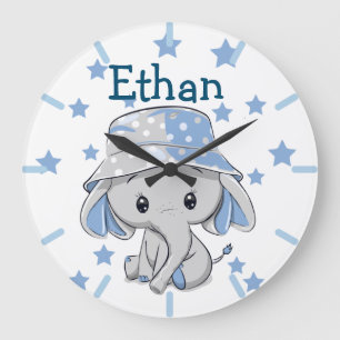 Cute Baby Elephant Boy   Large Clock