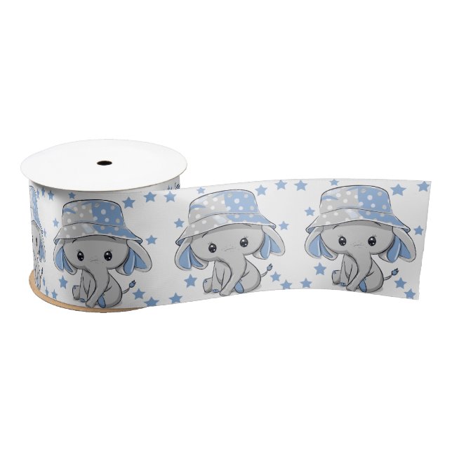 Cute Baby Elephant Boy  Satin Ribbon (Spool)