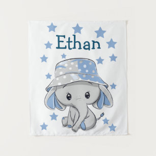 Cute Baby Elephant Boy Tapestry