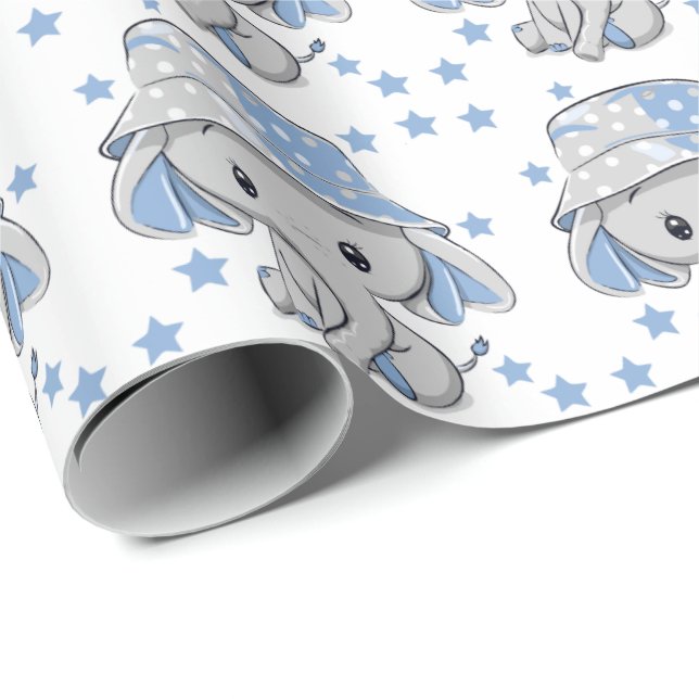 Cute Baby Elephant Boy  Wrapping Paper (Roll Corner)