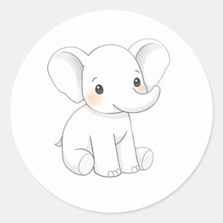 Cute Baby Elephant Calf Watercolor Print Sticker