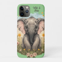 Cute Baby Elephant Calf Wildflower Wanderlust