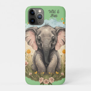 Cute Baby Elephant Calf Wildflower Wanderlust Case-Mate iPhone Case