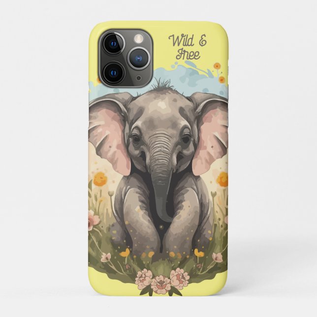 Cute Baby Elephant Calf Wildflower Wanderlust  Case-Mate iPhone Case (Back)