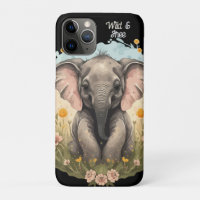 Cute Baby Elephant Calf Wildflower Wanderlust