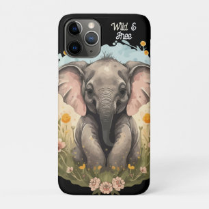 Cute Baby Elephant Calf Wildflower Wanderlust Case-Mate iPhone Case