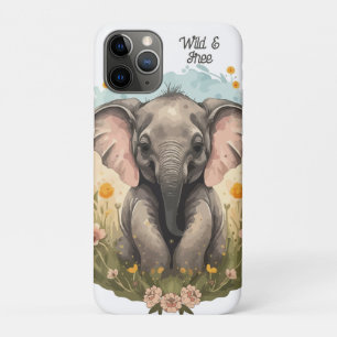 Cute Baby Elephant Calf Wildflower Wanderlust Case-Mate iPhone Case