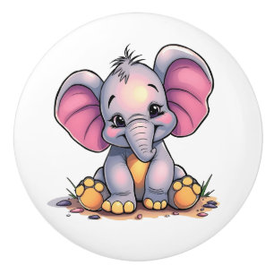 Cute Baby Elephant  Ceramic Knob