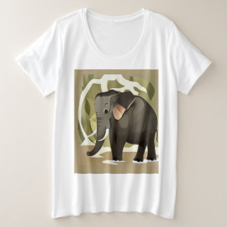 Cute Baby Elephant Child Art Plus Size T-Shirt