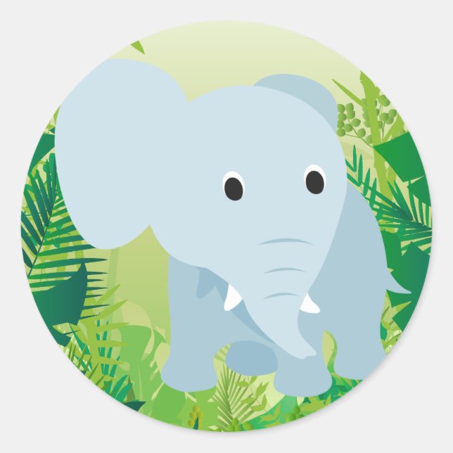 Cute Baby Elephant Classic Round Sticker (Front)