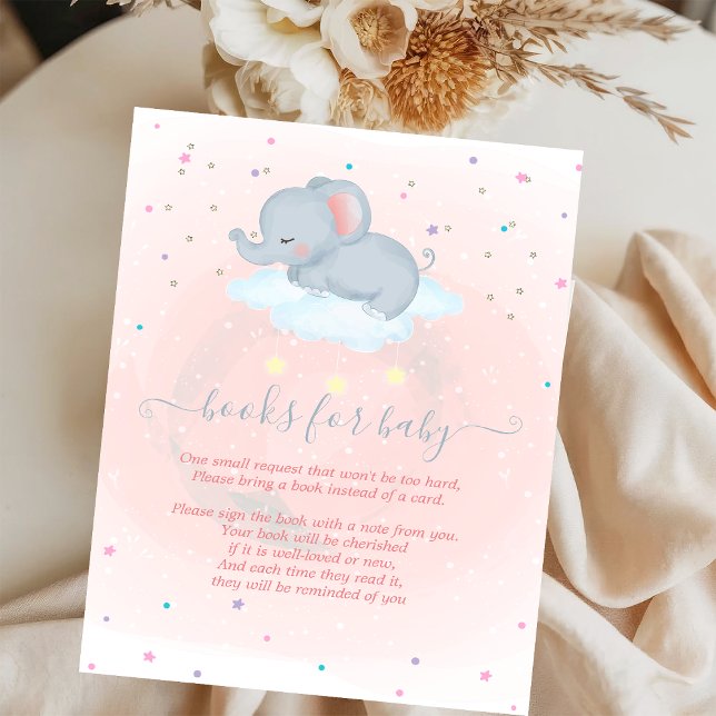 Cute baby elephant,Cloud, Stars Baby Shower  Enclosure Card (Creator Uploaded)