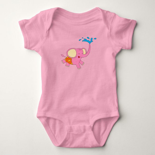 Cute Baby Elephant Design  Bodysuit (Front)