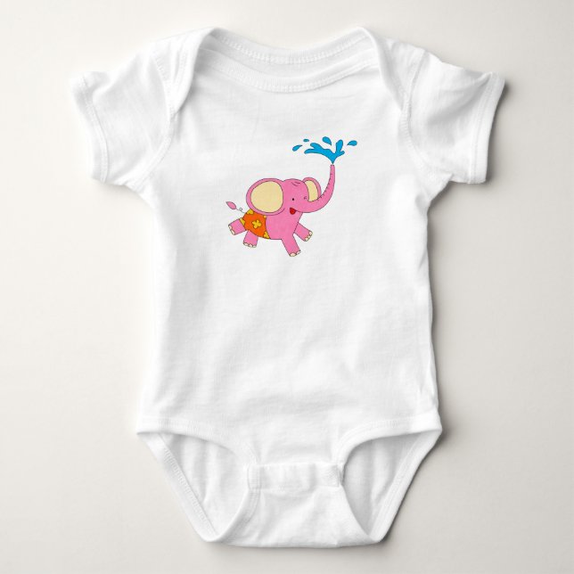 Cute Baby Elephant Design Element Bodysuit (Front)