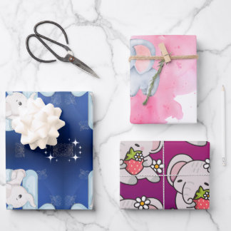 Cute Baby Elephant First Birthday Wrapping Paper Sheet