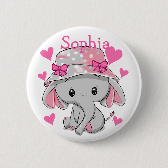 Cute Baby Elephant Girl  6 Cm Round Badge (Front)