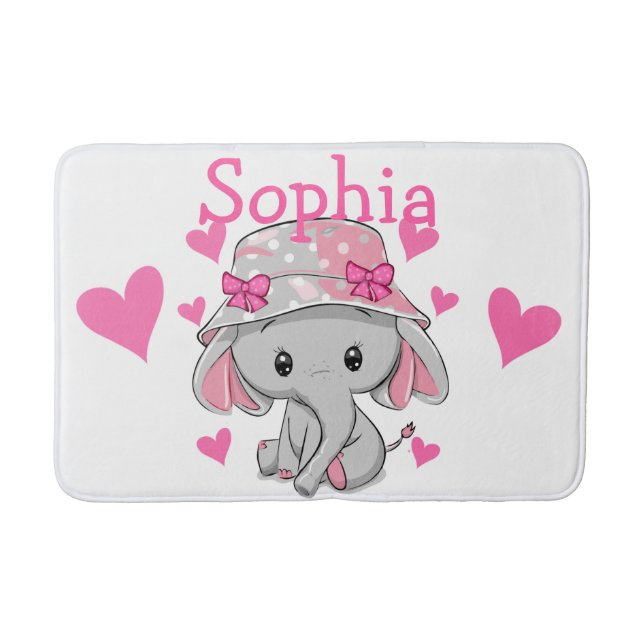 Cute Baby Elephant Girl  Bath Mat (Front)