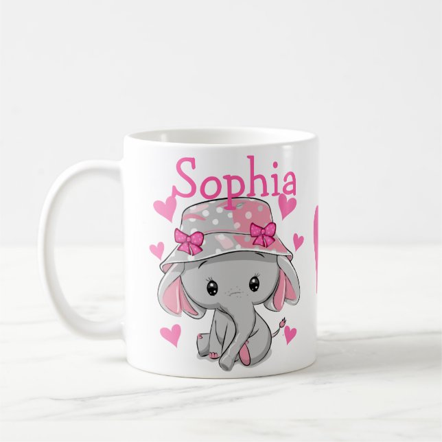 Cute Baby Elephant Girl  Coffee Mug (Left)
