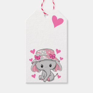Cute Baby Elephant Girl Gift Tags