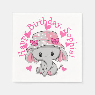 Cute Baby Elephant Girl Napkin