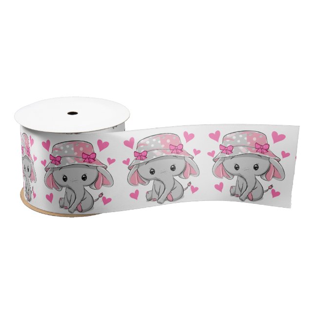 Cute Baby Elephant Girl  Satin Ribbon (Spool)