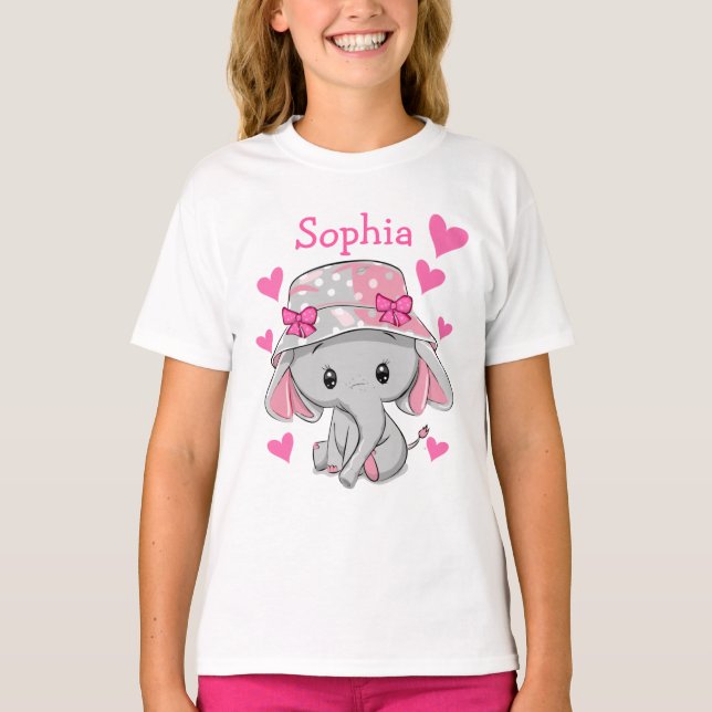 Cute Baby Elephant Girl  T-Shirt (Front)