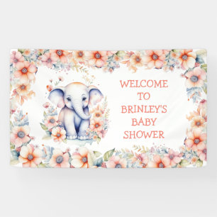 Cute Baby Elephant Girl's Baby Shower Banner