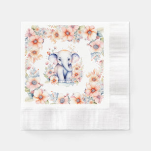 Cute Baby Elephant Girl's Baby Shower  Napkin