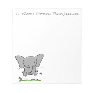 Cute baby elephant green cartoon illustration notepad