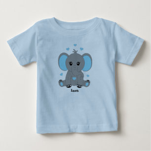 Cute baby elephant in blue, hand drawn,  T-Shirt