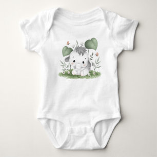 Cute Baby Elephant in Greenery Bodysuit