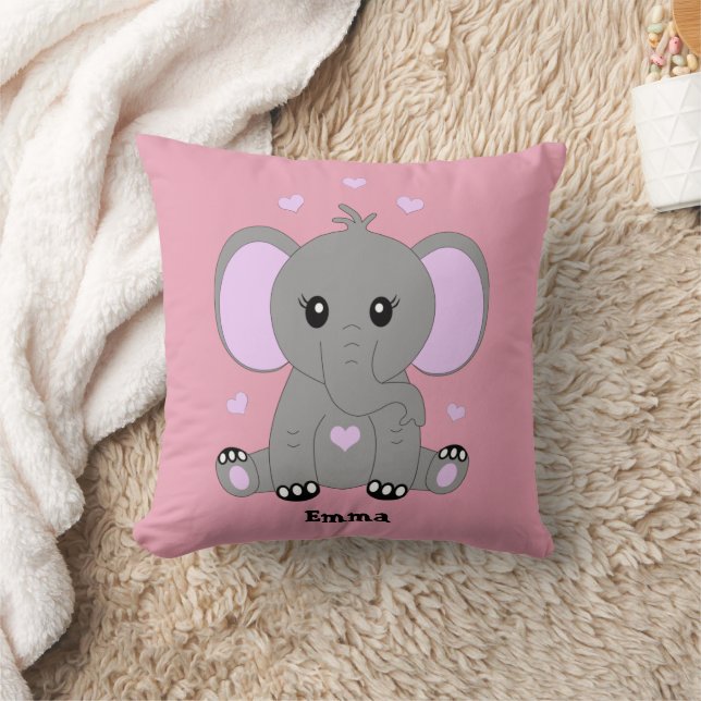 Cute baby elephant in pink for girls cushion (Blanket)