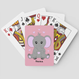 Cute baby elephant in pink for girls playing cards