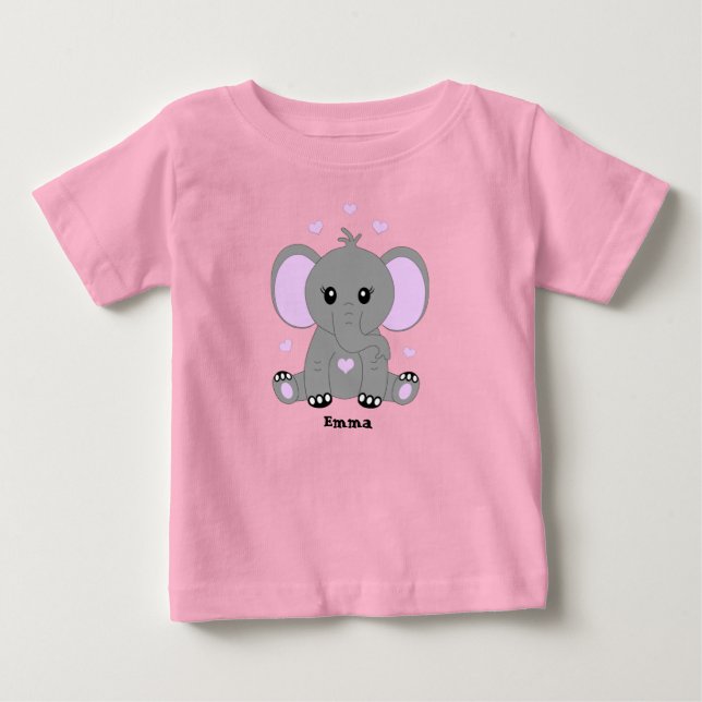 Cute baby elephant in pink for girls T-Shirt (Front)