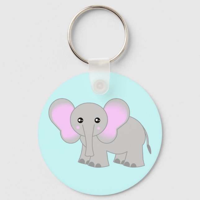 Cute Baby Elephant Key Ring (Front)