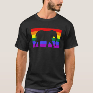 Cute Baby Elephant Love LGBTQ Gay Pride Flag Queer T-Shirt