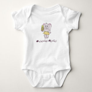 Cute Baby Elephant Modern Pink I love Mimi Bodysuit