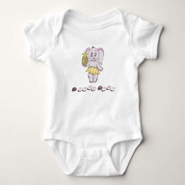 Cute Baby Elephant Modern Pink I love Mimi Bodysuit (Front)