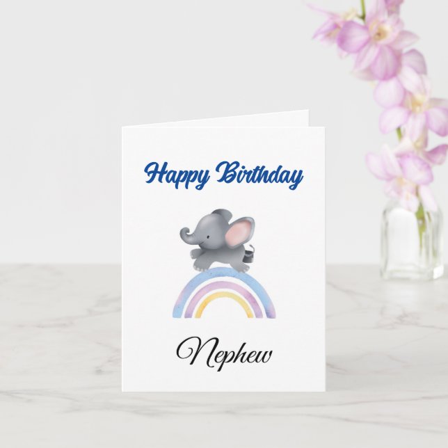 Cute baby elephant Nephew Birthday Card (Orchid)