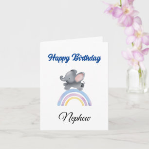 Cute baby elephant Nephew Birthday Card