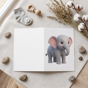 Cute Baby Elephant Nursery Cartoon Card
