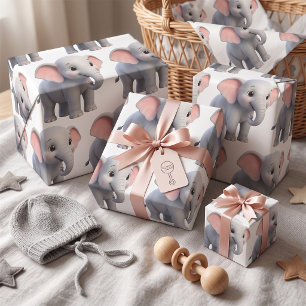 Cute Baby Elephant Nursery Cartoon Wrapping Paper