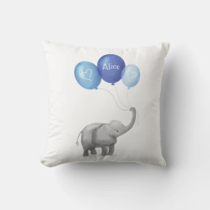 Cute baby elephant nursery cushion (blue)