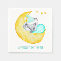 Cute Baby Elephant on the Moon Baby Shower