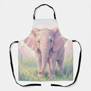 Cute Baby Elephant Pastel Meadow Apron