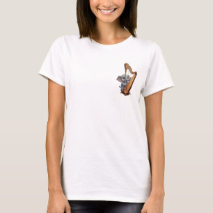 Cute Baby Elephant Peeking Behind an Ornate Golden T-Shirt