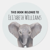Cute Baby Elephant Personalised Name School