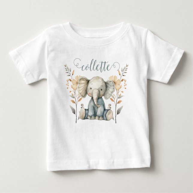Cute Baby Elephant Personalised T-Shirt (Front)