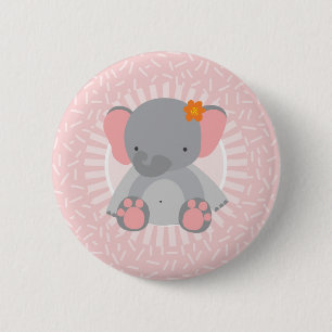Cute Baby Elephant Pink Grey 6 Cm Round Badge